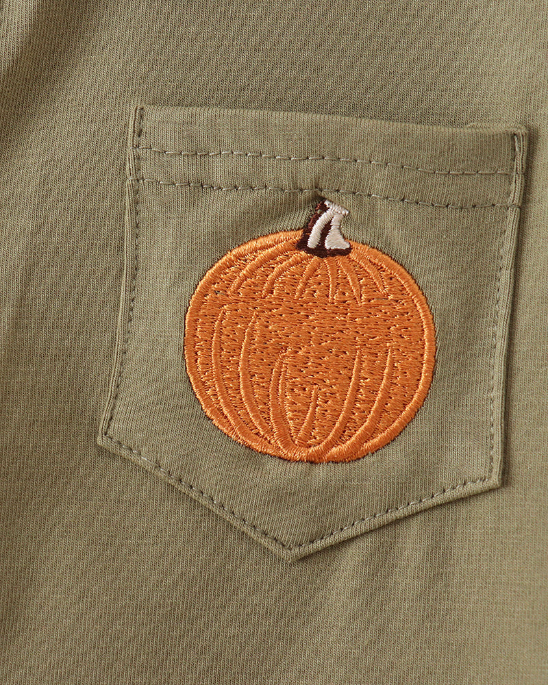 Camel Pumpkin Embroidery Button Down Shirt